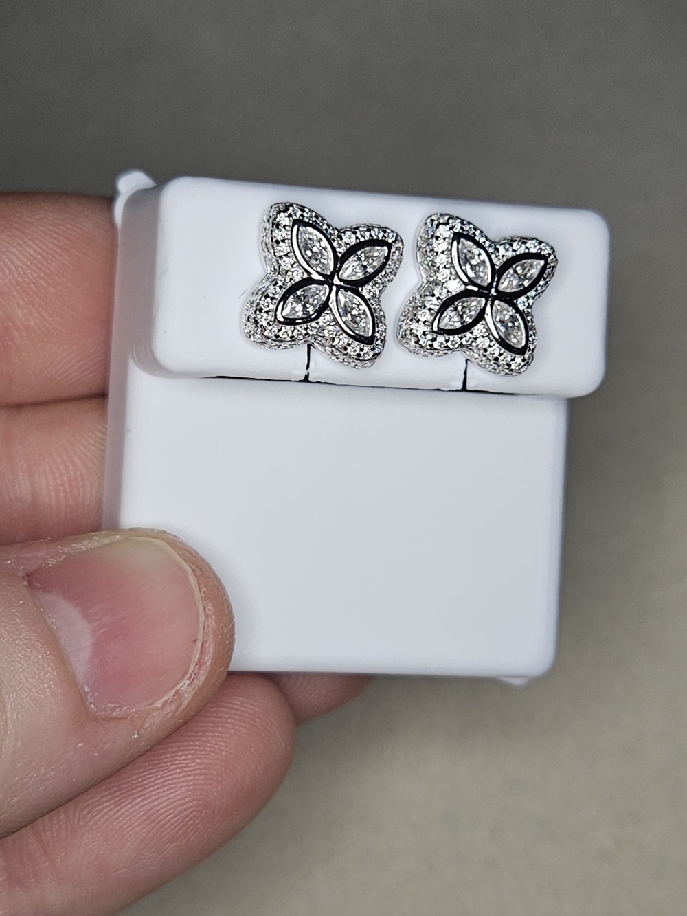 Sterling Silver Moissanite Floral Stud Earrings 1.60 Ctw VVS D Clarity
